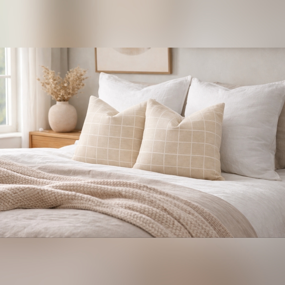 French Linen Euro Sham Pillow Cover 2 pack 26x26 White